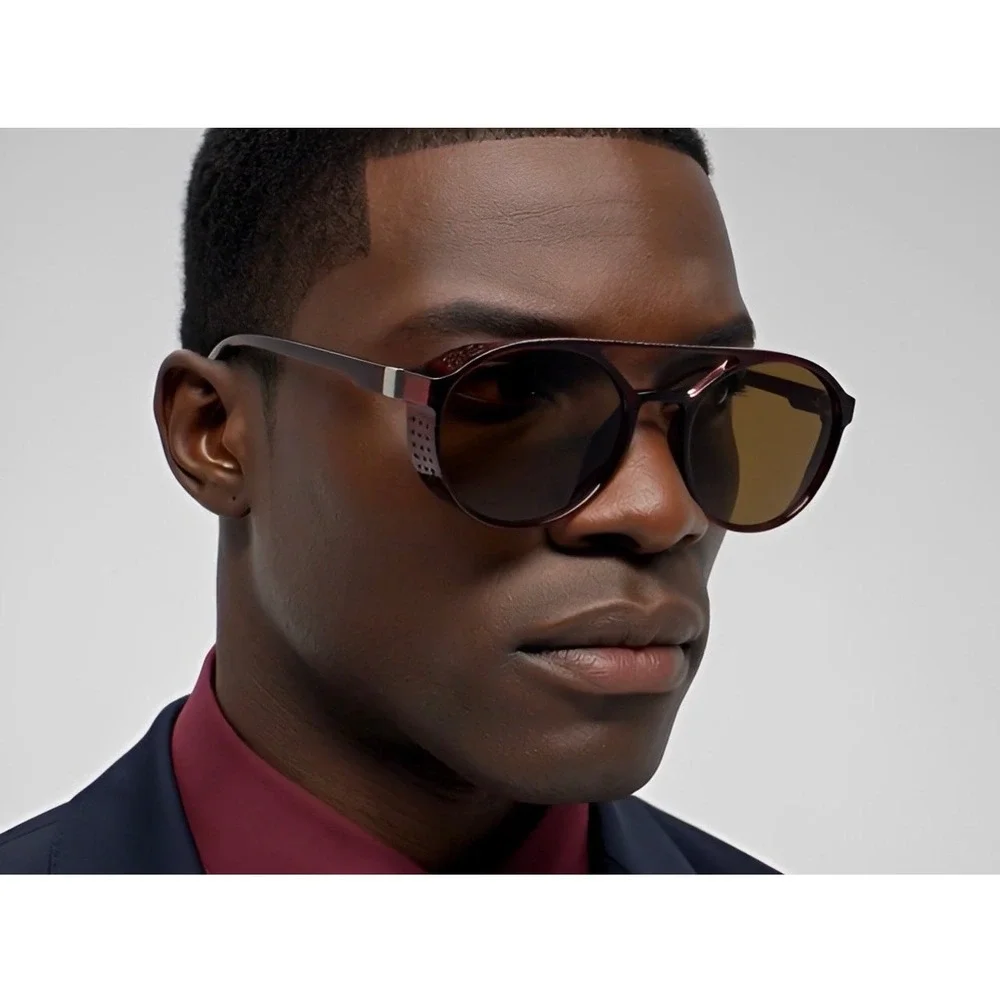 Unisex‎ Vintage Steampunk Sunglasses Fashion Round Brown Retro Eyewear Men Women